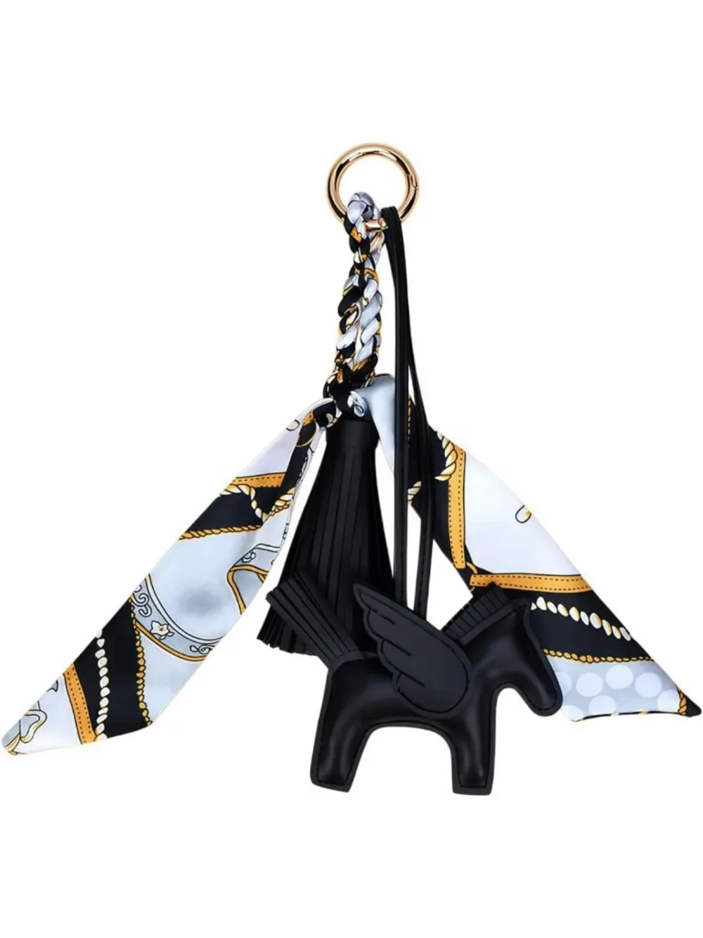 Stylish Leather Horse Bag Charm with Scarf Tassel - Keychain for Handbags